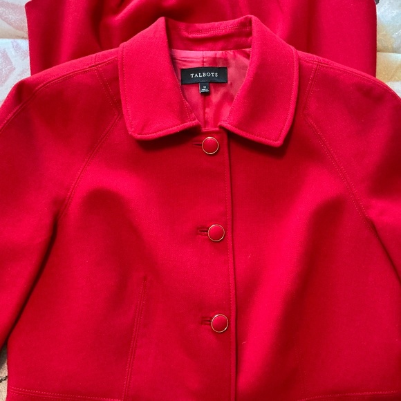 Talbots 2 piece dress/jacket wool suit size 12 in red - Picture 1 of 9
